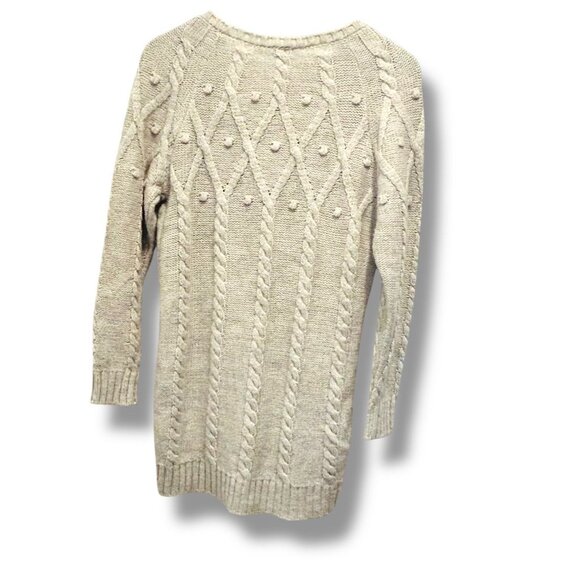 M&S Collection Beige Wool Blend Cable Knit Bobble Sweater Womens Size 6 Medium - Picture 13 of 14